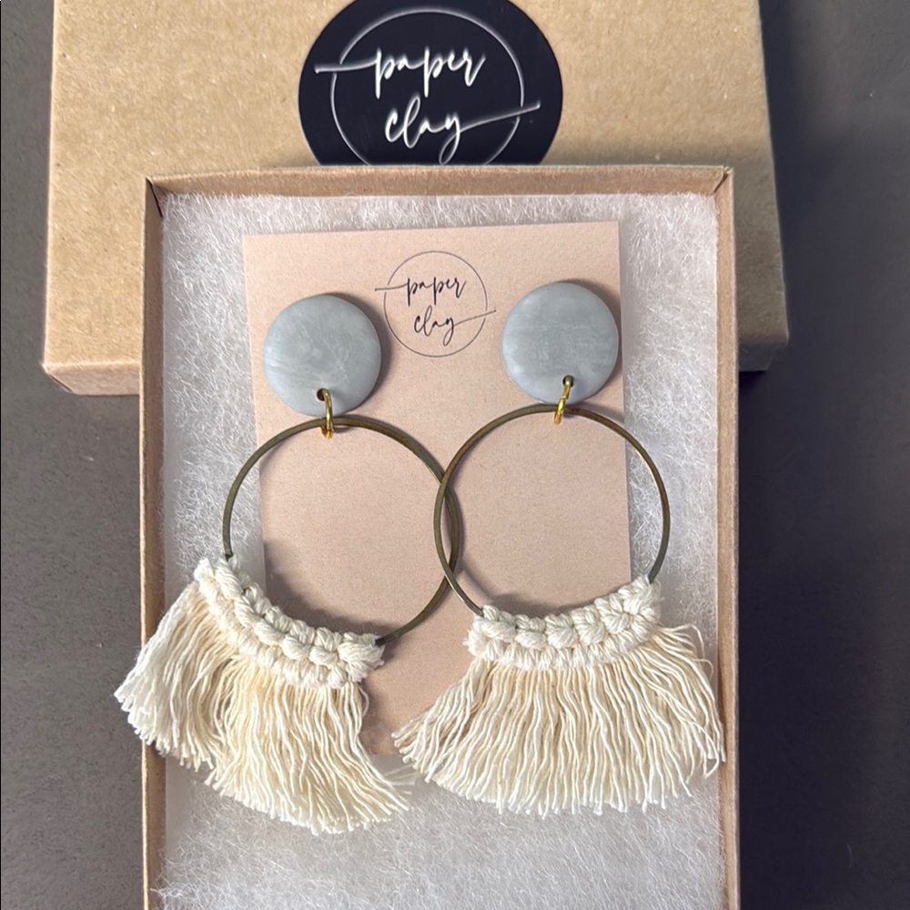 Paper Clay Tassel Boho Earrings